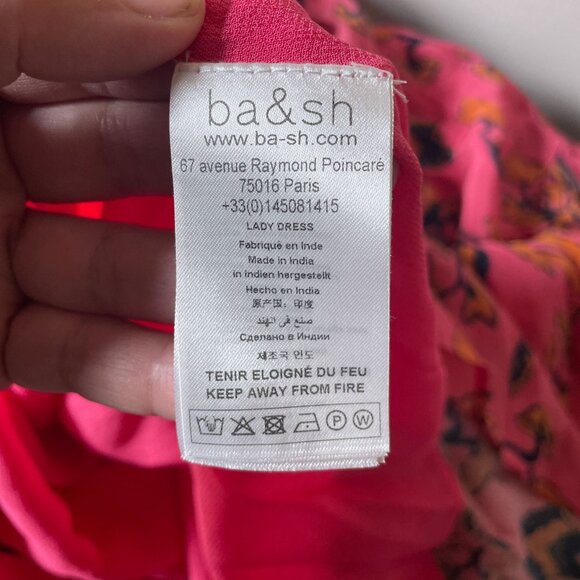 ba&sh Calix Pink and Black Floral Boho Mini Dress SZ 6 Cottagecore - Picture 12 of 15